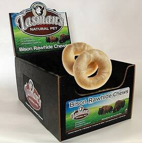 Tasmans Natural Pet 728028153514 3-4 Inch Small Bison Bagels. 24 Piece Cs. No Harmful Chemicals