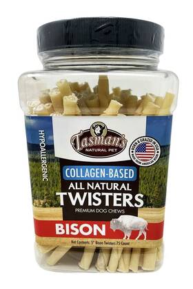 Bt005j Tasmans Natural Pet Small 5 Inch Bison Collagen-based Twisters 75 Count Jar. Tr