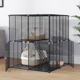 Beyshinz8g Taus 28 Inch Cat Cage 2-tier Pet Playpen With Ladder And Buckles Metal Crate For Kitten