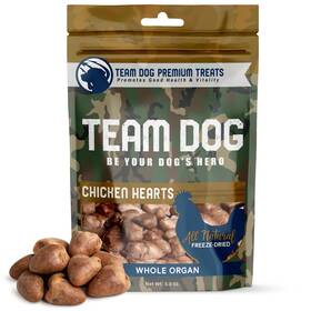 Team Dog 810109481729 Freeze Dried Chicken Hearts For Dogs 4.5 Oz Single Ingredient Treat -