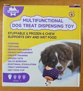 Terlopbon 731723391686 Dog Treat Dispensing Toy Multifunctional Purple Bear. New
