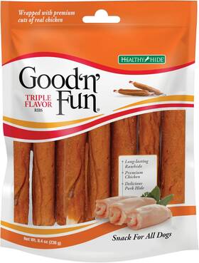 P-93337-1 Tetra Good N Fun Triple Flavor Ribs Chews For All Dogs 8.4 Ounces Treat Your Dog T