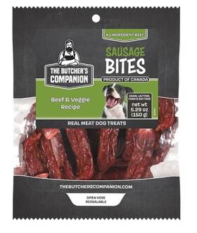 The Butchers Companion 698189004546 Beef And Veggie Sausage Bites Dog 3 Ounce Pack Of 1