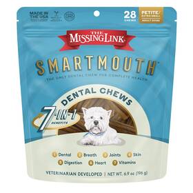400199 The Missing Link Smartmouth Vet Developed Dental Chew Treats 7-in-1 Benefits Healthy Teeth G