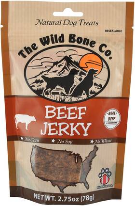 The Wild Bone Company 754042003429 Beef Jerky Treats 2.75oz Premium Usa-sourced Muscle Meat No Artificial