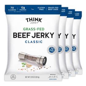 Think Jerky 850941006759 Gourmet Beef And Turkey Pack Of 4 Healthy Low Calorie Snacks 2.2 Oz