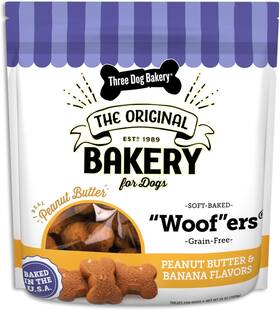 114038 Three Dog Bakery Grain Free Soft Baked Woofers Peanut Butter And Banana