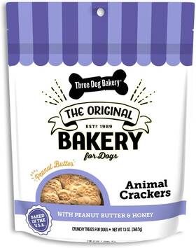 310085 Three Dog Bakery Crunchy Classic Animal Crackers 13 Ounce Pack Of 1 Brown