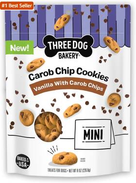 Three Dog Bakery 313101258271 Mini Carob Chip Cookies For Dogs Crunchy Treats With Real