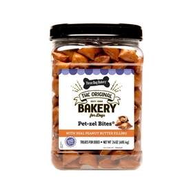 Three Dog Bakery 701159140066 Crunchy Pet-zel Bites With Peanut Butter Filling Premium Treats For Dogs 24
