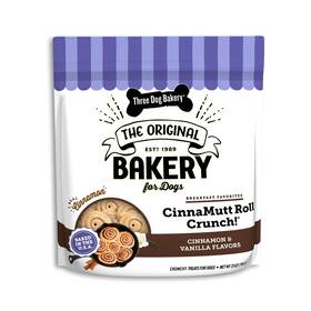 Three Dog Bakery 701159140837 Cinnamutt Roll Crunch Treat Crunchy Cinnamon Flavored Cookie 1.56lb