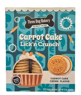 Three Dog Bakery 701159143234 Carrot Cake Cr Me Flavor Lickftn Crunch Sandwich Cookies Woof