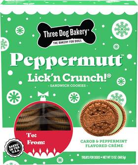 Three Dog Bakery 701159209213 Peppermutt Lickftn Crunch Sandwich Cookies - Treats 13 Oz