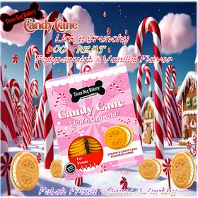 Three Dog Bakery Candy Cane Lick N Crunch Holiday Biscuits 701159209251 Drool Approved 13oz