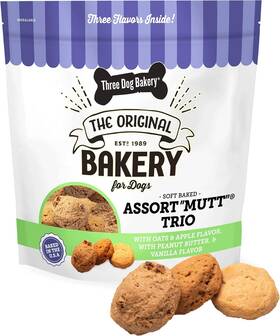 114036 Three Dogs Bakery Dog Assort Inch Mutt Trio 48oz Delicious Treats With Oats Apple