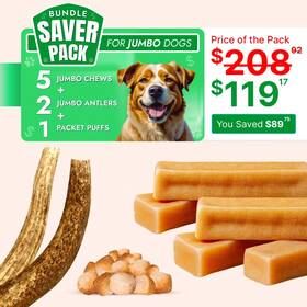 Tibetan Dog Chew Bsp-1-j Jumbo Yak Chews Elk Antler And Puff For Dogs 100% Natural Long-lasting
