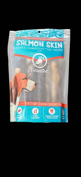 Tickled Pet 851582006559 Salmon Skin Rolls 6oz All-natural Dog Treats Healthy And Crunchy