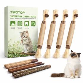 Pa00185-us Tindtop Silvervine Cat Chew Sticks 10 Pack Natural Dental Toy Matatabi Teeth Clean