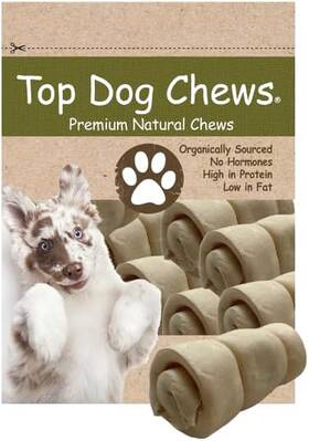 Top Dog Chews 445047698675 3 Inch Mini Cheek Rolls 10 Pack Long Lasting Bones For Aggress