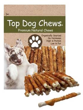 Top Dog Chews 735255238693 All Natural Chicken Wrapped Rawhide Twists 50 Pack Chew Stic