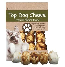 Top Dog Chews 850060228292 Roasted Beef Cheek Rolls With Chicken Wrapped 10 Inch -12 - 3 Pack