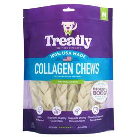 Treatly 094983001741 Usa Collagen Braids 67 Inch Dog Chew Treats Natural Flavor 15 Count/1 Pack