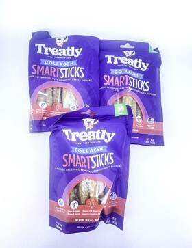 Treatly 094983002021 Collagen Smart Sticks Medium With Real Salmon 9 Oz Each Lot Of 3