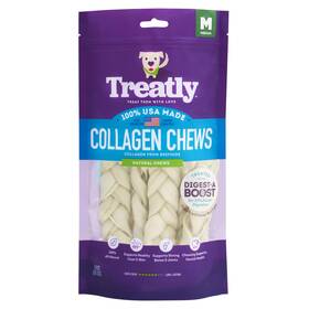 Treatly 094983803215 Usa Collagen Braids 6-7 Inch Dog Chew Treats - Natural Flavor 6 Count/1 Pack