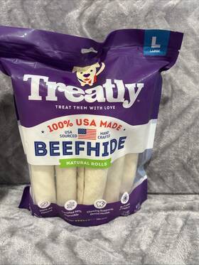 Treatly 094983804175 100% Usa Beefhide Bones And Rolls Large-10 Pack Natural