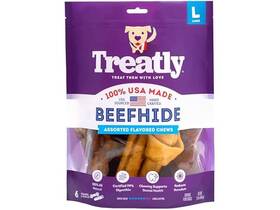 Treatly 094983804298 Usa Beefhide Large Assorted Dog Chew Treats 6 Count Pack Of 1