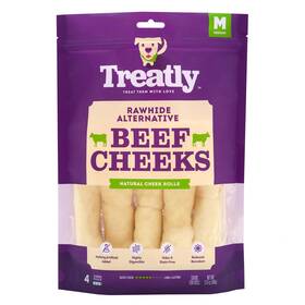 Treatly 094983808005 Cowcheek Rolls 4 Inch Dog Chew Treats - Natural 6 Count Pack Of 1
