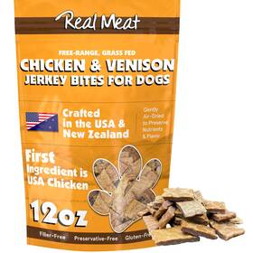Trmc 854893008151 Real Meat Dog Treats - 12oz Bag Of Bite-sized Air-dried Venison And Chicken Jer