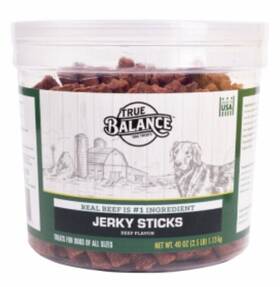 31842 True Balance 40 Ounce Tub Beef Jerky Sticks Dog Treats - Pack Of 1