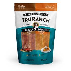 Truranch 810022724286 Collagen Rolls Roast Beef And Pumpkin Pie 8 Count Treats Heavy Duty