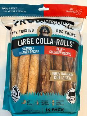Truranch 810022724378 All Natural Alternative Dog Treats Collagen 8 Inch Stks 16 Pck Salmon/beef