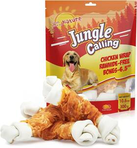 Trust Foodstuff 313042426456 Jungle Calling Rawhide Free Dog Bones 6.5 Inch Real Chicken Wrapped Chew