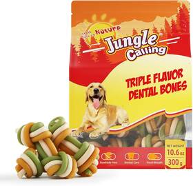 Trust Foodstuff 445027078077 Jungle Calling Rawhide Free Dog Dental Treats Triple Flavor Chews For Do