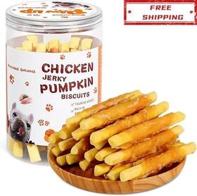 Tuglet 795850910707 Healthy Pet Dog Treats Chicken Wrapped Pumpkin Biscuits 1% Taurine Added 12.5 Oz