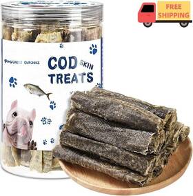 Tuglet 795850910875 Dog Treats Cod Skins Training Rich In Omega3 Fish Skin Rolls 8 Oz