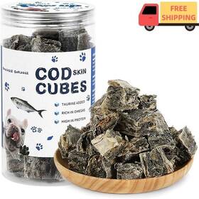 Tuglet 795850910882 Cod Skin Cubes Dog Treats Fish Skins Rolls With Taurine Training 8 Oz