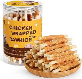 Tuglet 795850911841 Dog Treats Chicken Wrapped Rawhide Sticks Long Lasting Chews Natural Snacks