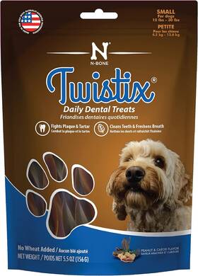200649 Twistix 5.5-ounce Dental Chew Treat Peanut And Carob Flavor Small