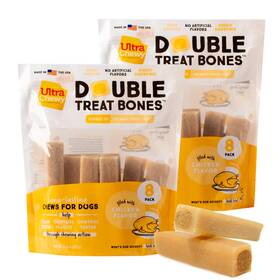 Ultra Chewy 810051533354 Double Treat Bones Long-lasting Dog Treats Made In Usa For Large And Small B