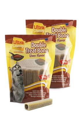 Ultra Chewy 810051533378 Double Treat Bones Long-lasting Dog Treats Made In Usa For Large And Small B