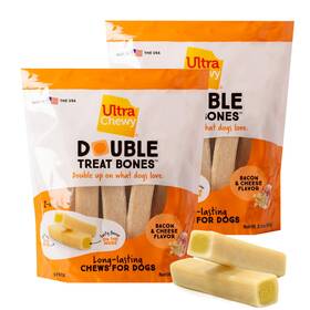 Ultra Chewy 810051533392 Double Treat Bones Long-lasting Dog Treats Made In Usa For Large And Small B