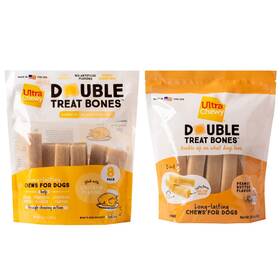 Ultra Chewy 810051534177 Double Treat Bones For Breeds Peanut Butter And Chicken 2 Packs