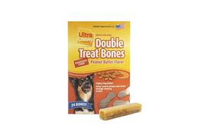Ultra Chewy 810051534924 Peanut Butter Double Treat Bones For Large And Small Breeds 24 Count
