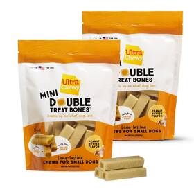 Ultra Chewy 877869002823 Mini Double Treat Bones Long-lasting Dog Treats Made In Usa Highly Digestib