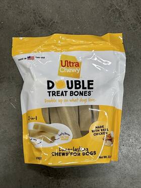 Ultra Chewy 877869008030 Double Treat Bones Chicken Dental Dog Chews 22.4oz Bag Bb 04/2026