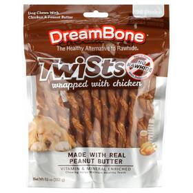 Un Brand 445013431497 Twists Wrapped With Chicken Made Real Peanut Butter No-rawhide Chews For